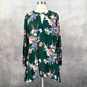 World Market Womens Addy‎ Tunic Top Blouse S/M Tropical Floral Swing Feminine